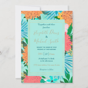 Mint pastel Floral Invitation