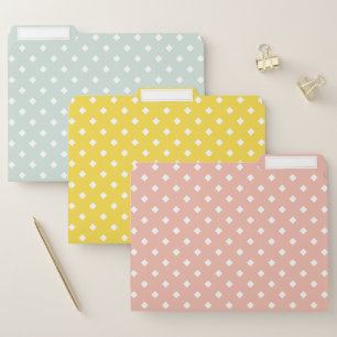 Mint, Peach and Yellow Diamond Dots Pattern File Folder