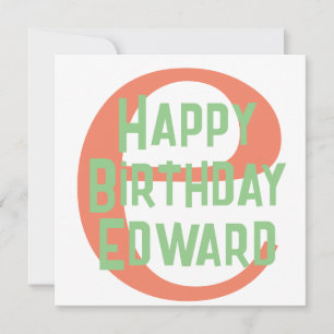 Mint Peach Birthday Invite Card Custom Text