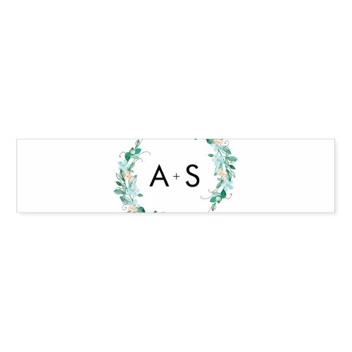 Mint  Peach Floral Wreath Chic Wedding Monogram Napkin Bands