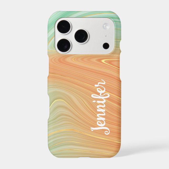 Mint Peach Gold Abstract Case-Mate iPhone Case (Back)