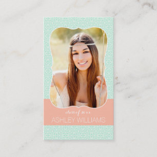 Mint Peach Greek Key Senior Rep Marketing Calling Card