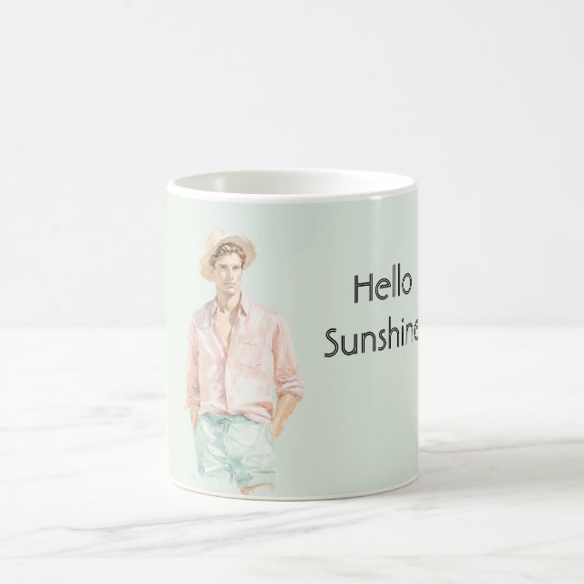 Mint Peach Hello Sunshine Man  Coffee Mug (Center)