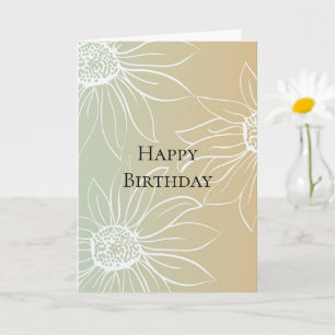 Mint Peach White Daisies Floral Birthday Card
