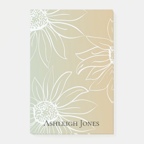 Mint Peach White Daisies Floral Post_it Notes