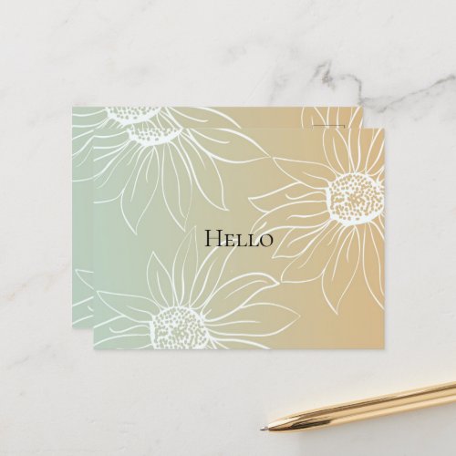 Mint Peach White Daisies Floral Postcard