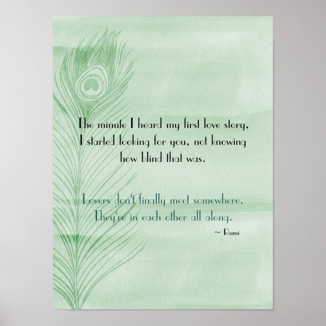 Mint Peacock Feather Poster (Front)