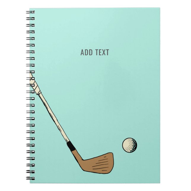 Mint Personalized Modern Vintage Golf  Notebook (Front)