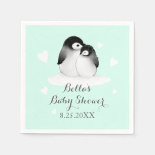 Mint Personalized Penguin Paper Napkins
