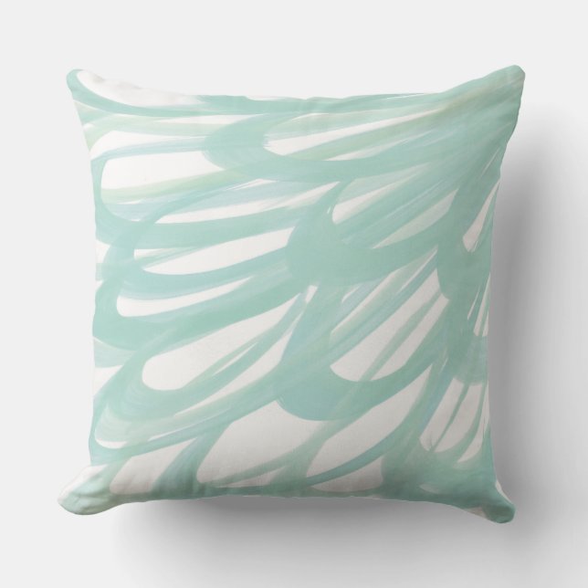 "Mint Petals' Abstract Throw Pillow (Front)