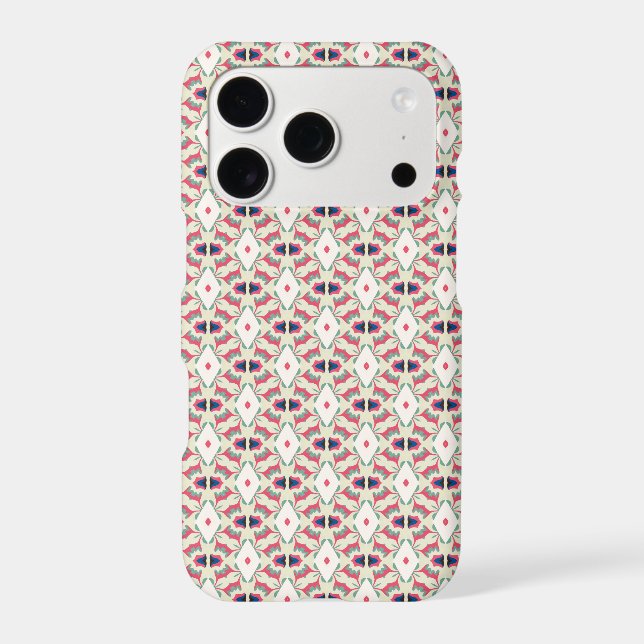 Mint Pink Botanical Lattice Pattern iPhone Case (Back)