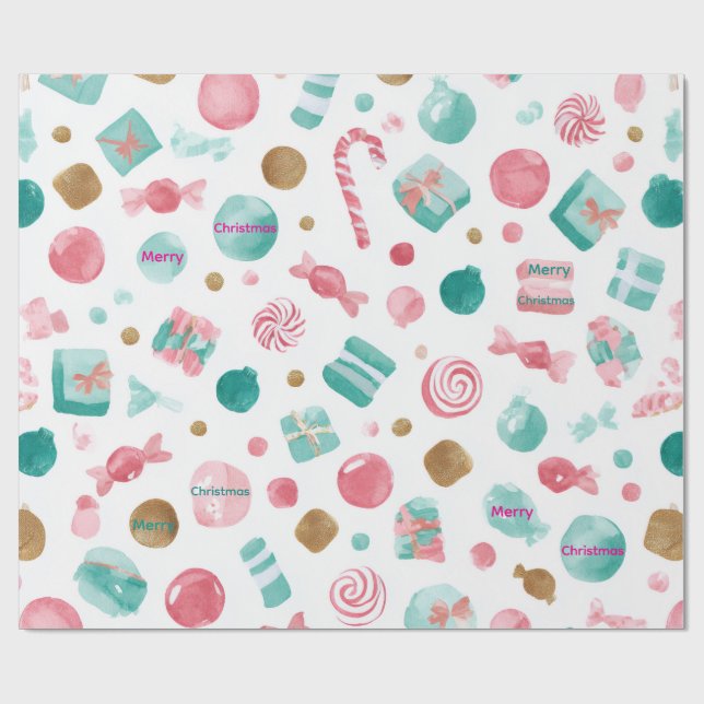 Mint & Pink CANDY Christmas Paper  (Flat)