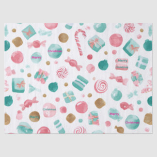 Mint & Pink CANDY Christmas Tissue Paper