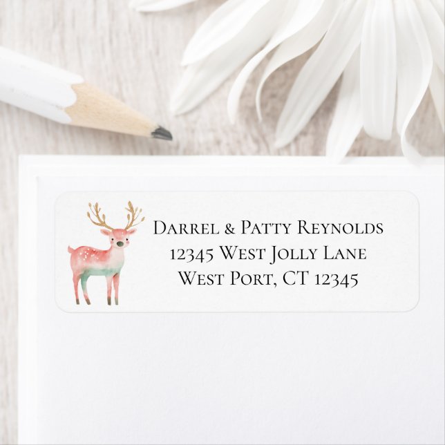 Mint Pink Deer Christmas  Label (Insitu)