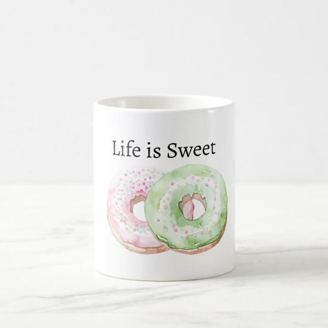 Mint Pink Donuts Life is Sweet Coffee Mug (Center)