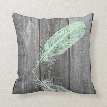 Mint & Pink Feather Throw Pillow by iroccamaro9 at Zazzle