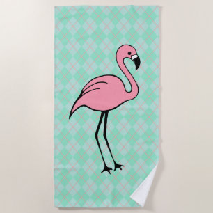 Mint Pink Flamingo Beach Pool Towel Vacation Gift