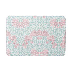 Mint Pink Floral Damask Pattern Bathroom Mat