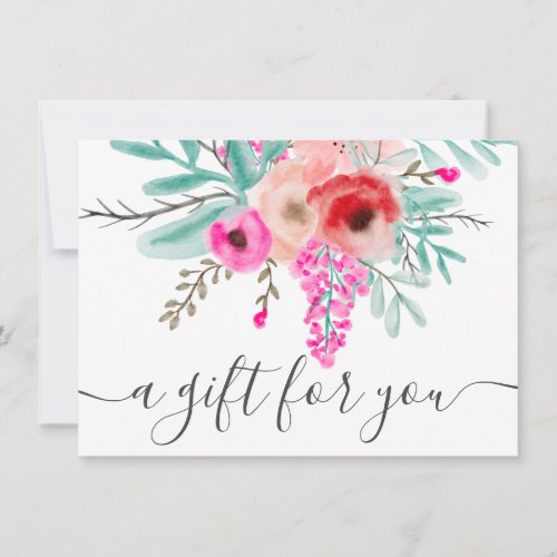 mint pink floral watercolor gift certificate
