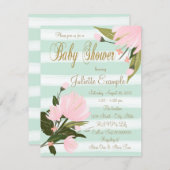 Mint Pink Gold Baby Shower Invitations (Front/Back)