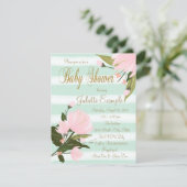 Mint Pink Gold Baby Shower Invitations (Standing Front)