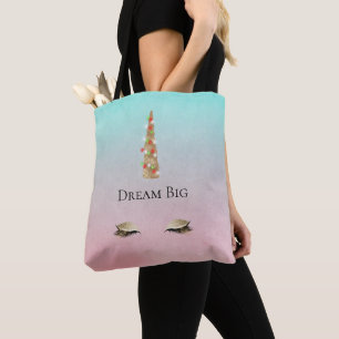 Mint Pink Gold Sparkle Glam Unicorn Lights Tote Bag