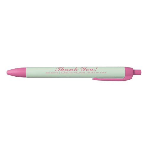 Mint Pink Graduation Party Custom Favor  Black Ink Pen