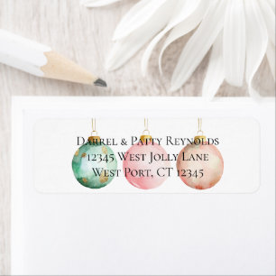 Mint Pink Rose Gold Christmas Ornaments Label