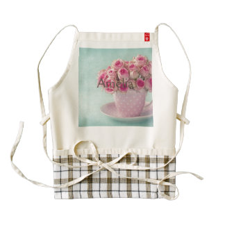 mint,pink roses,shabby chic,elegant,hipster,modern zazzle HEART apron