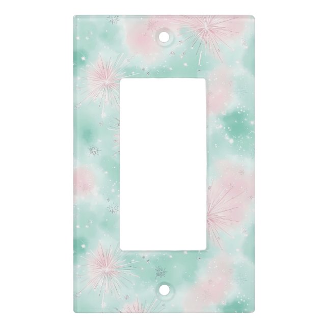 Mint & Pink Starburst Light Switch Cover (Front)
