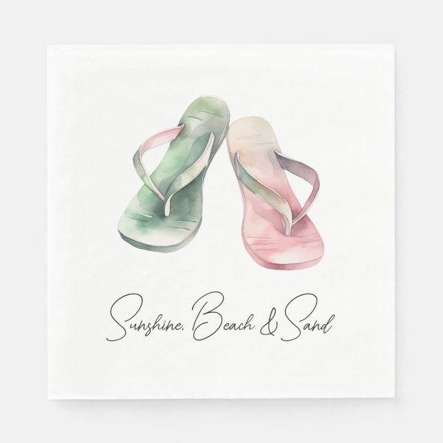 Mint Pink Sunshine Beach Flip Flops Napkins (Front)