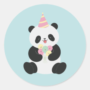 Mint & Pink sweet Panda design Classic Round Sticker
