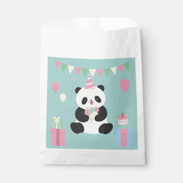 Mint & Pink sweet Panda design Favor Bag (Front)