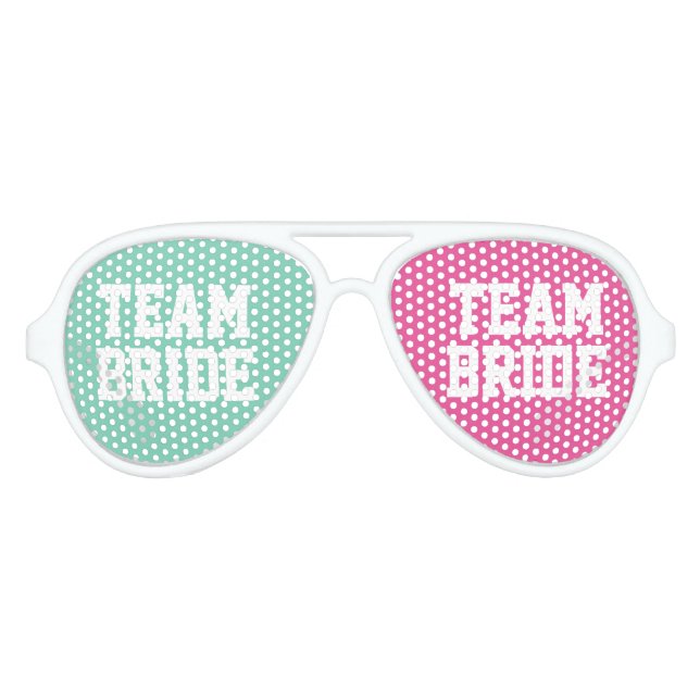 Mint pink Team Bride bachelorette party shades (Front)