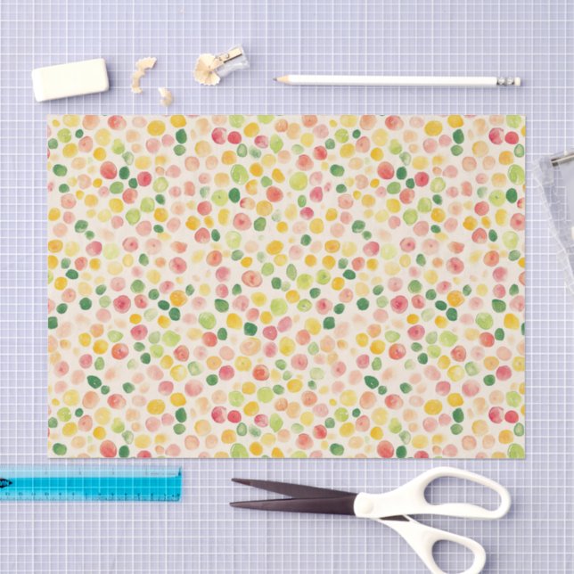 Mint Pink Yellow Green Fruity Dots Birthday Tissue Paper (Craft)