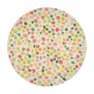 Mint Pink Yellow Green Fruity Dots Cutting Board