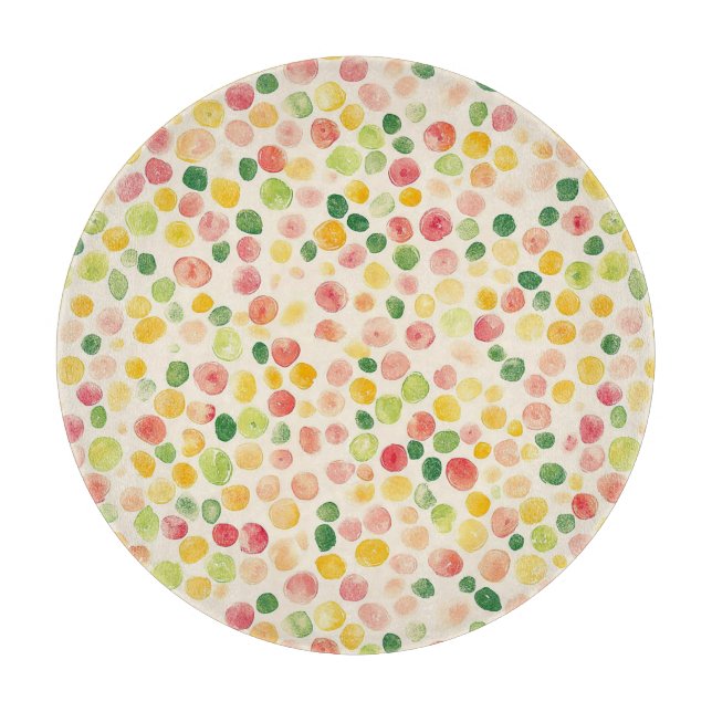 Mint Pink Yellow Green Fruity Dots  Cutting Board (Front)
