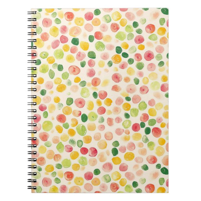 Mint Pink Yellow Green Fruity Dots  Notebook (Front)