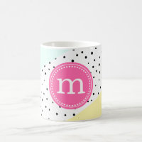 Mint, Pink & Yellow Summer Personalized Monogram Coffee Mug
