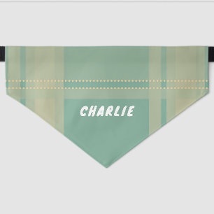 Mint Plaid Customized Pet Bandana Collar