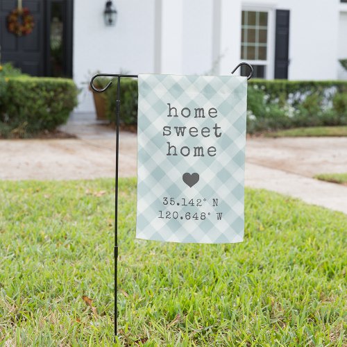 Mint Plaid  Home Sweet Home Custom Coordinates Garden Flag