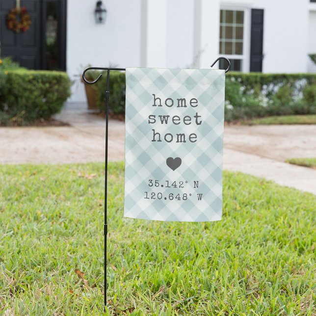 Mint Plaid | Home Sweet Home Custom Coordinates Garden Flag (Creator Uploaded)