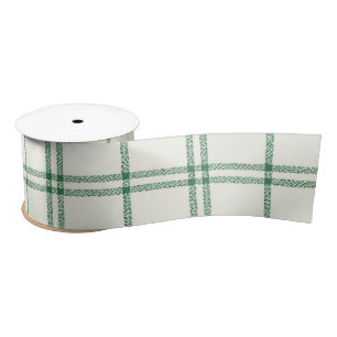 Mint Plaid Satin Ribbon