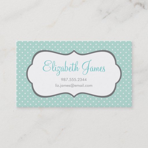 Customizable Mint Polka Dot Business Card