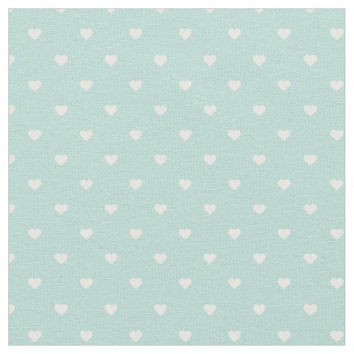 Mint Polka Dot Hearts Fabric