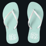 Mint Preppy Script Monogram Flip Flops<br><div class="desc">PLEASE CONTACT ME BEFORE ORDERING WITH YOUR MONOGRAM INITIALS IN THIS ORDER: FIRST, LAST, MIDDLE. I will customize your monogram and email you the link to order. Please wait to purchase until after I have sent you the link with your customized design. Cute preppy flip flip sandals personalized with a...</div>