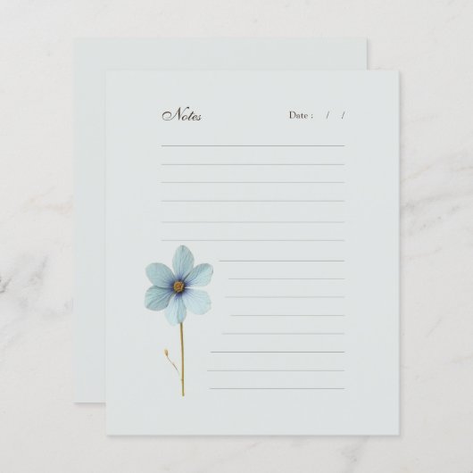 Mint Pressed Floral Lined Note Paper (Front/Back)