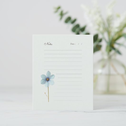 Mint Pressed Floral Lined Note Paper (Standing Front)