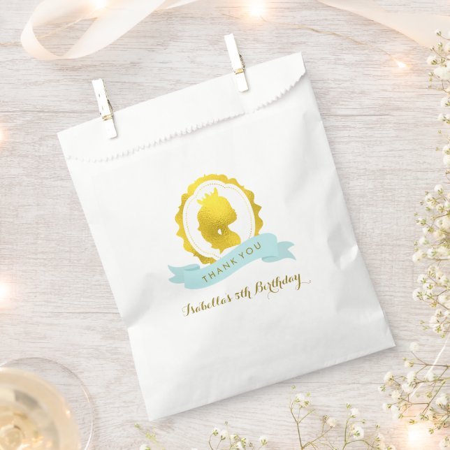Mint Princess Cameo Birthday Favor Bag (Clipped)