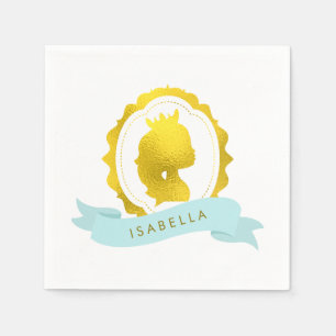 Mint Princess Cameo Birthday Paper Napkins
